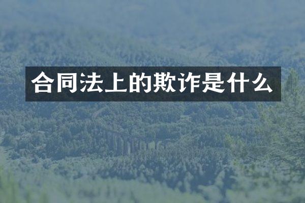 合同法上的欺诈是什么