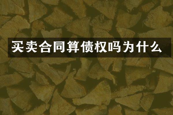 买卖合同算债权吗为什么