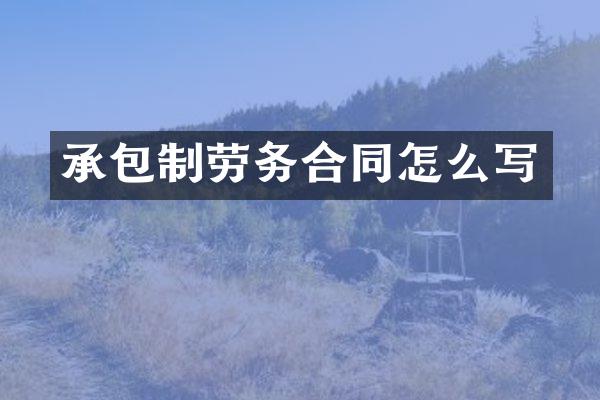 承包制劳务合同怎么写