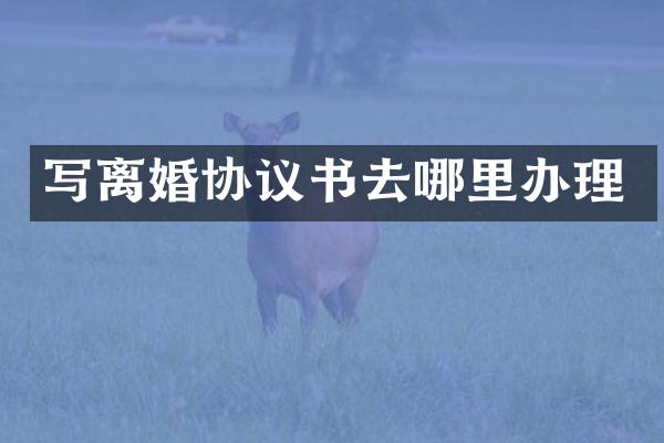 写离婚协议书去哪里办理