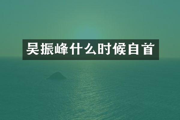 吴振峰什么时候自首