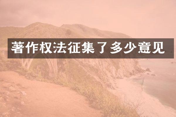 著作权法征集了多少意见