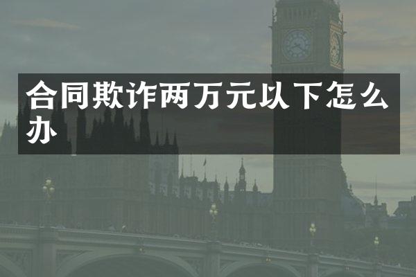 合同欺诈两万元以下怎么办