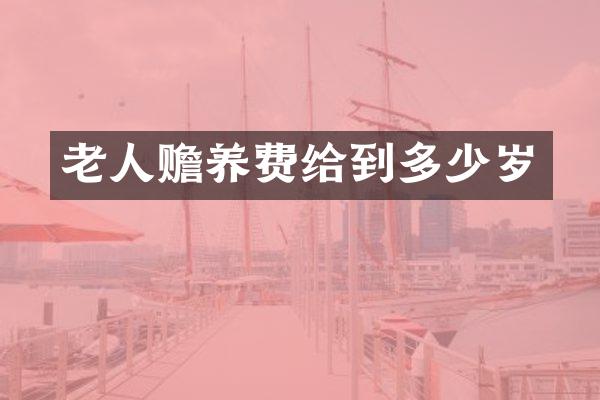 老人赡养费给到