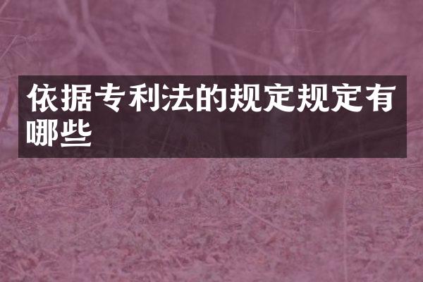 依据专利法的规定规定有哪些