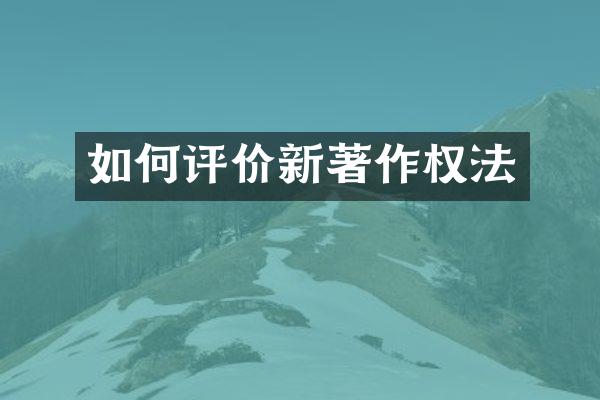 如何评价新著作权法