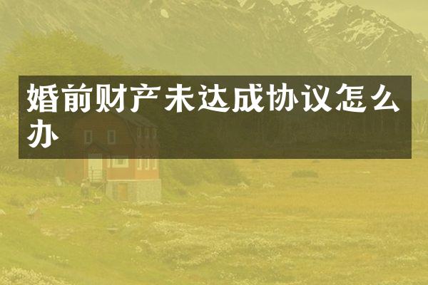 婚前财产未达成协议怎么办
