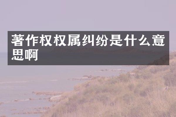著作权权属纠纷是什么意思啊