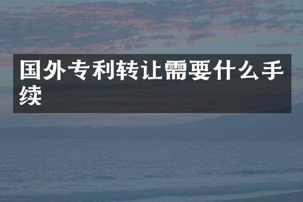 国外专利转让需要什么手续
