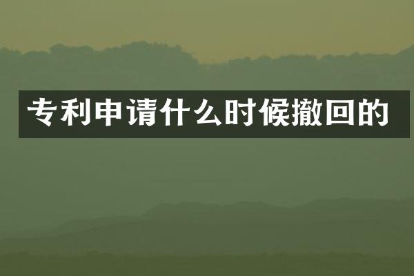 专利申请什么时候撤回的