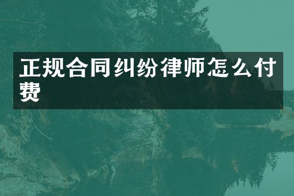 正规合同纠纷律师怎么付费