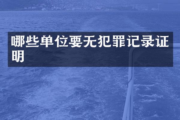 哪些单位要无犯罪记录证明