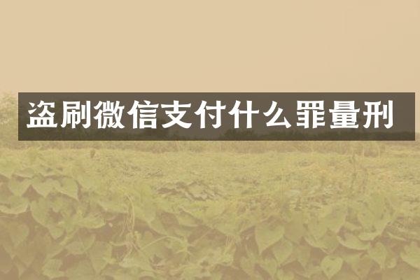 盗刷微信支付什么罪量刑