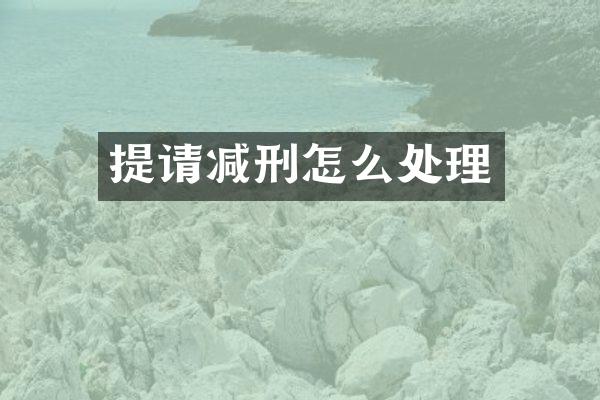 提请减刑怎么处理