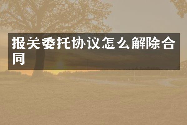 报关委托协议怎么解除合同