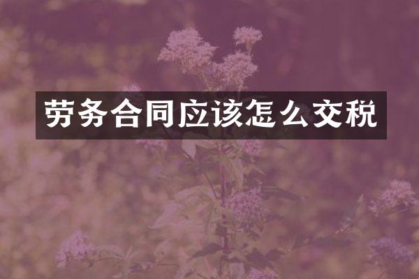劳务合同应该怎么交税
