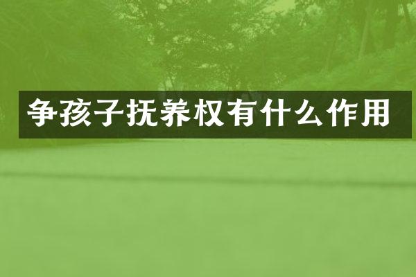 争孩子抚养权有什么作用