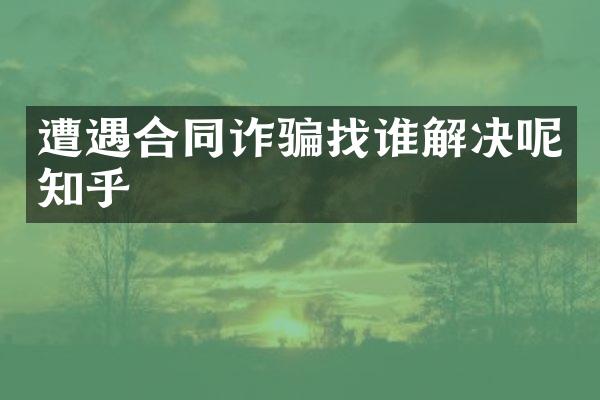 遭遇合同诈骗找谁解决呢知乎