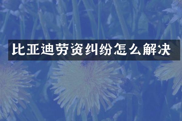 比亚迪劳资纠纷怎么解决