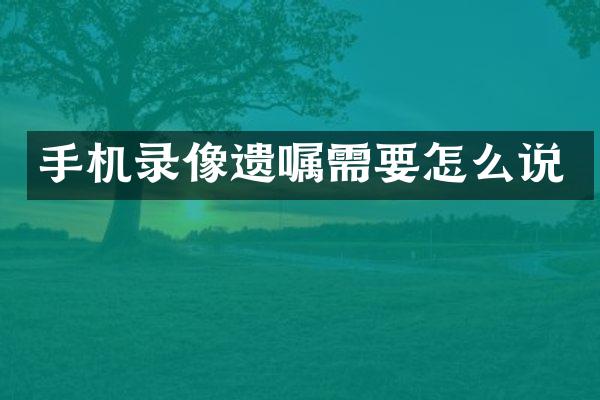 手机录像遗嘱需要怎么说
