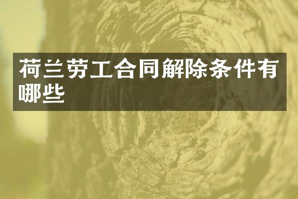 荷兰劳工合同解除条件有哪些