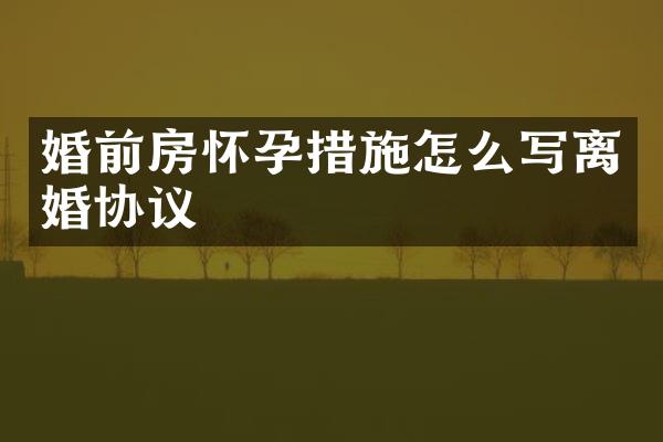 婚前房怀孕措施怎么写离婚协议