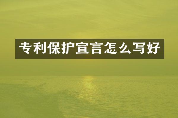 专利保护宣言怎么写好