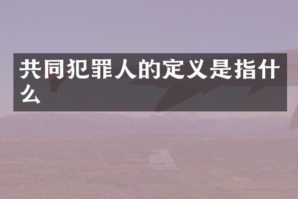 共同犯罪人的定义是指什么