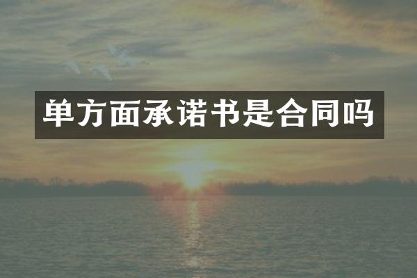单方面承诺书是合同吗