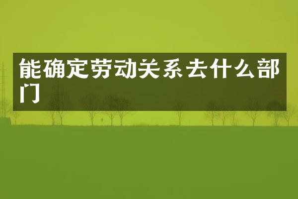能确定劳动关系去什么部门