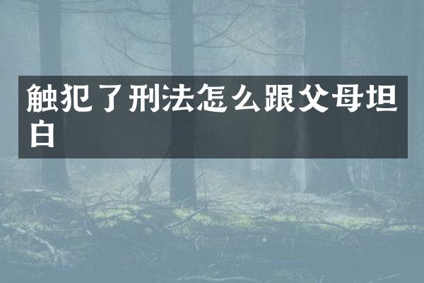 触犯了刑法怎么跟父母坦白