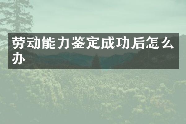 劳动能力鉴定成功后怎么办