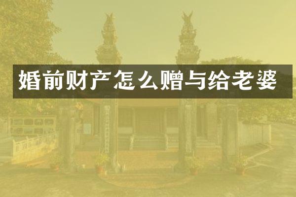 婚前财产怎么赠与给老婆
