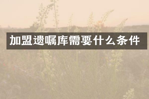 加盟遗嘱库需要什么条件