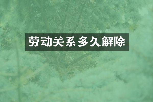 劳动关系多久解除