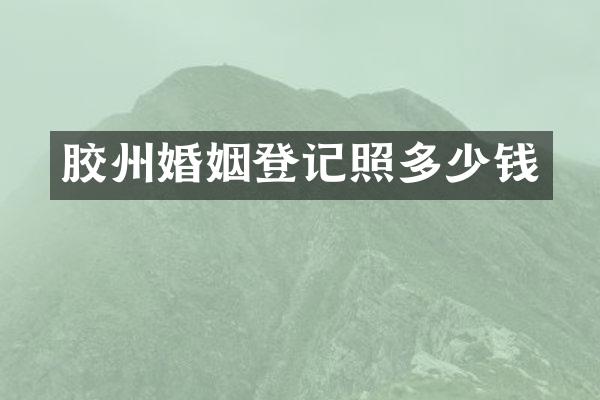 胶州婚姻登记照多少钱
