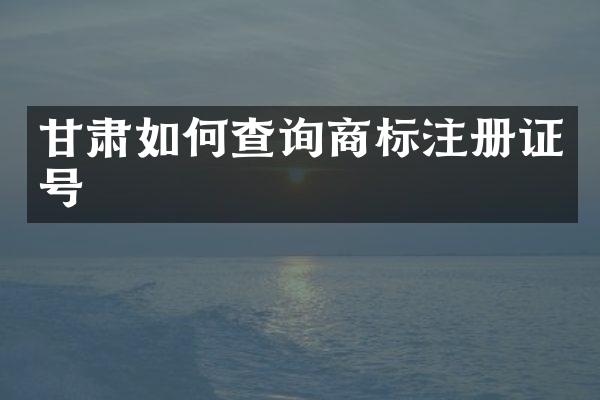 甘肃如何查询商标注册证号