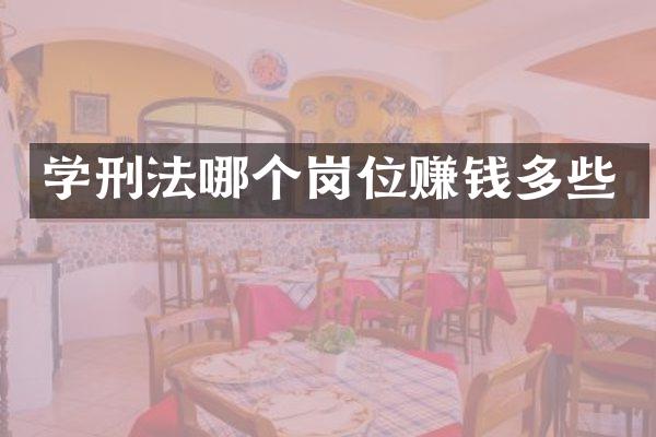 学刑法哪个岗位赚钱多些