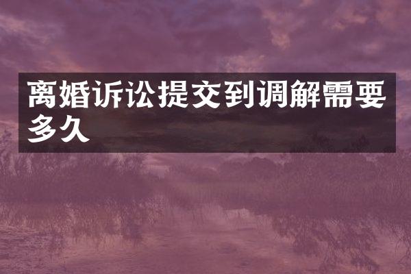 离婚诉讼提交到调解需要多久