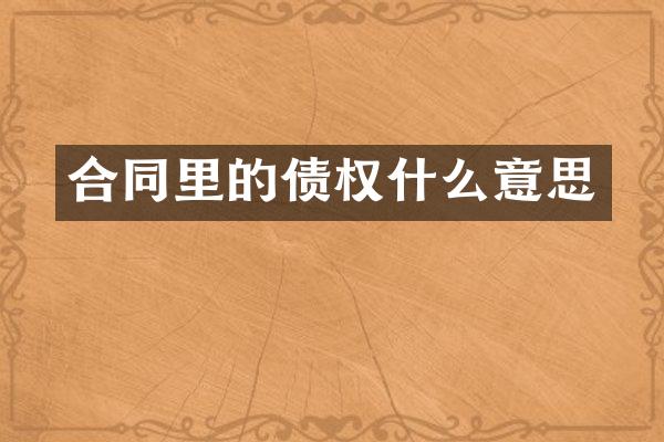 合同里的债权什么意思