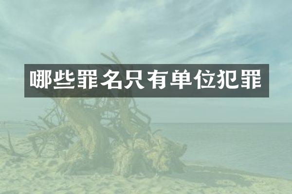 哪些罪名只有单位犯罪