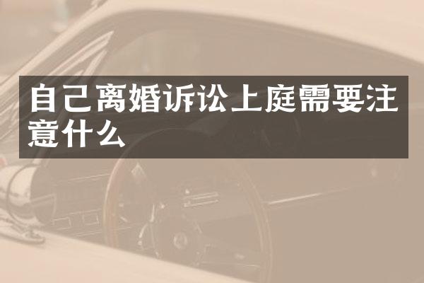 自己离婚诉讼上庭需要注意什么