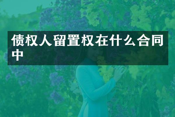 债权人留置权在什么合同中