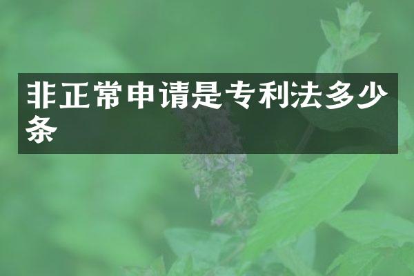 非正常申请是专利法多少条