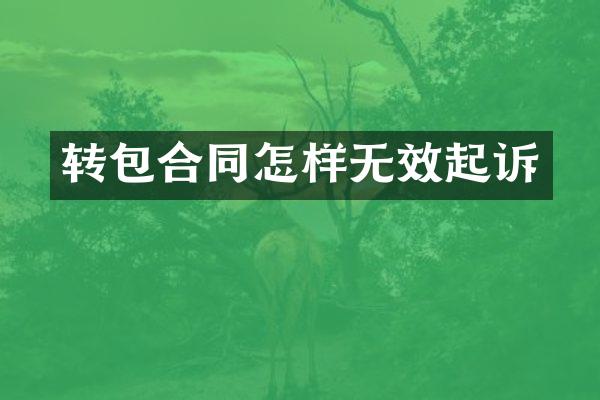 转包合同怎样无效起诉