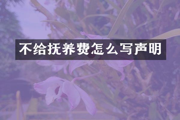 不给抚养费怎么写声明