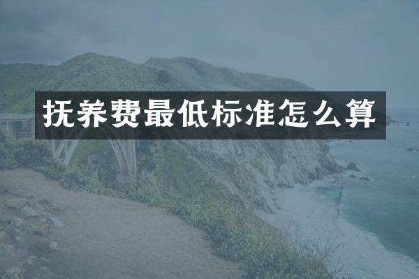 抚养费最低标准怎么算