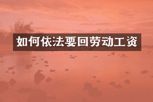 如何依法要回劳动工资