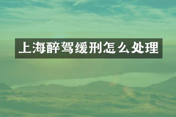 上海醉驾缓刑怎么处理