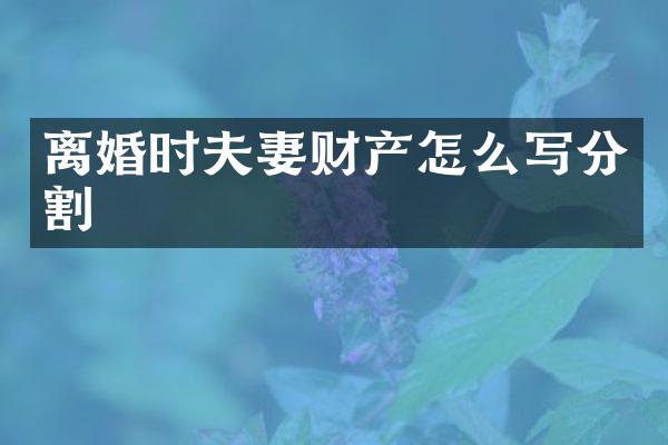 离婚时夫妻财产怎么写分割